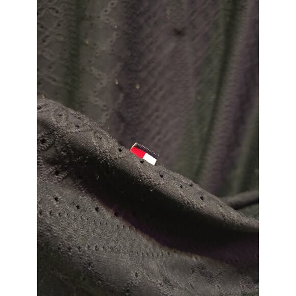 Tommy Hilfiger Women's Eyelet Lace Knit Top Size M Black Short Sleeve... - Picture 3 of 4